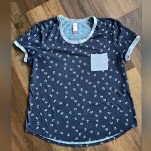 No Boundaries Blue and Gray Short Sleeve Tee